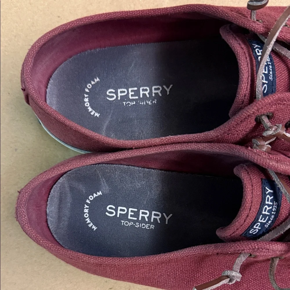 SPERRY Burgundy Canvas Sneakers - Women’s Comfy Slip-On Shoes - US Size 11 - Picture 5 of 13